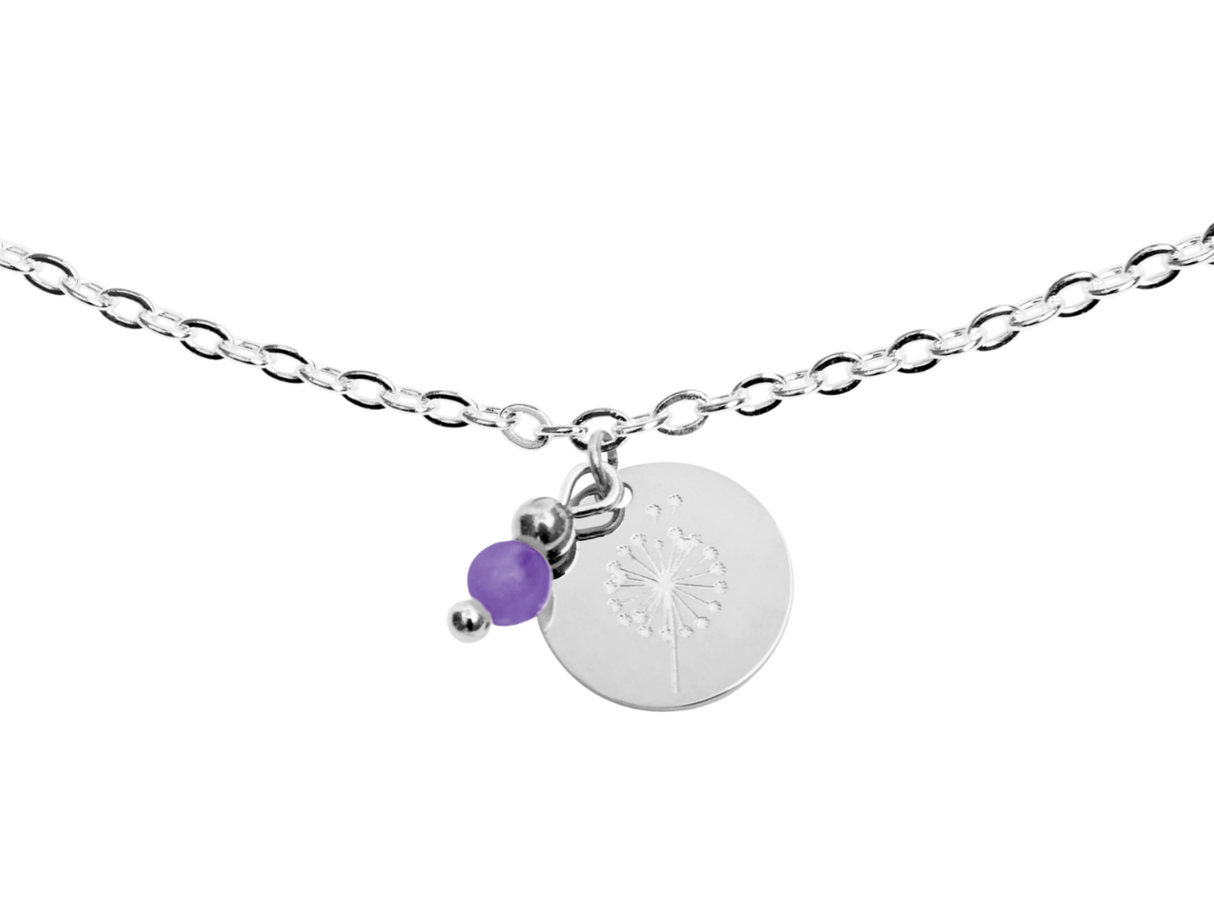 "Make a wish" Armband versilbert mit Amethyst