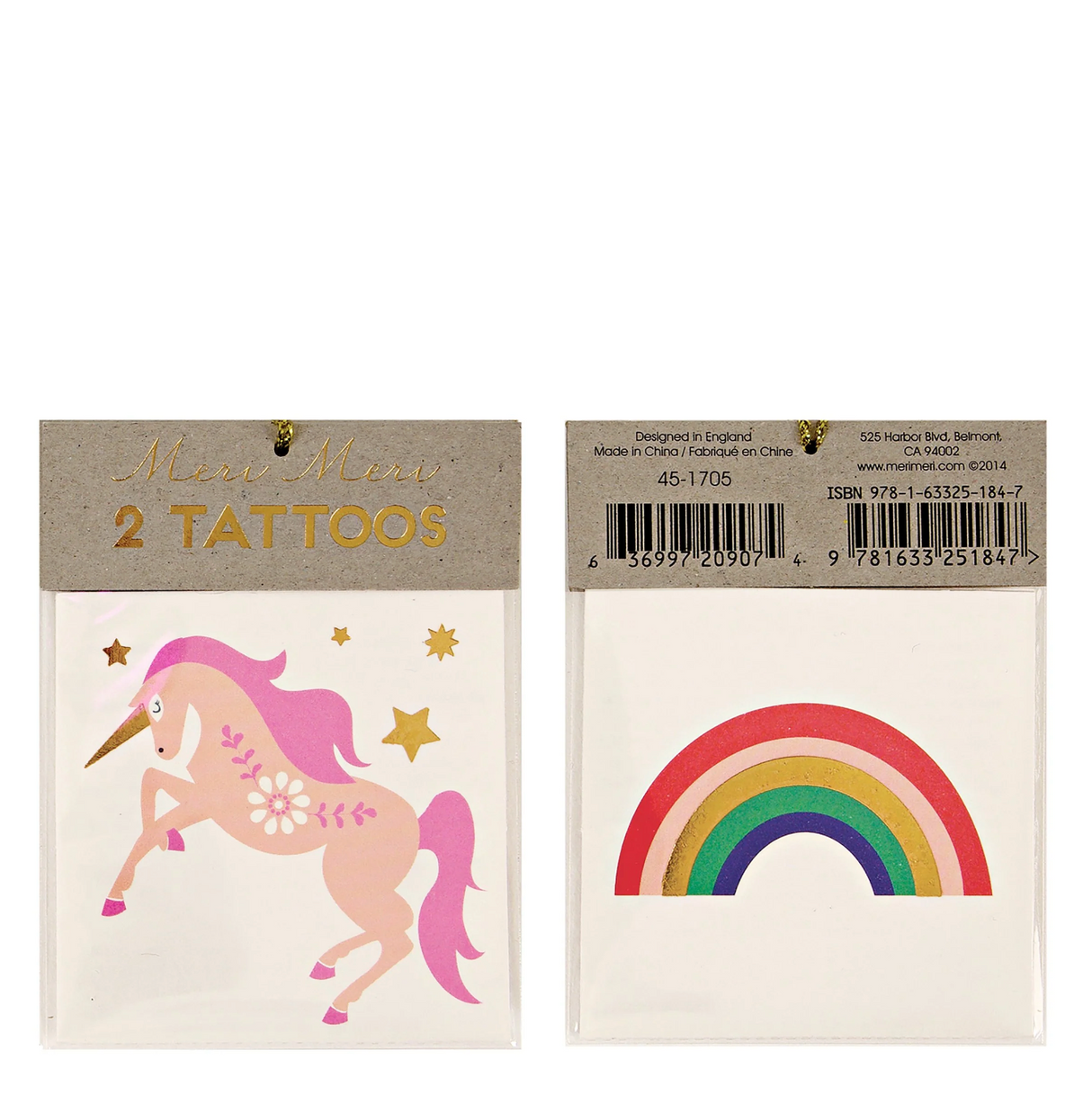 Einhorn und Regenbogen kleine Tattoos