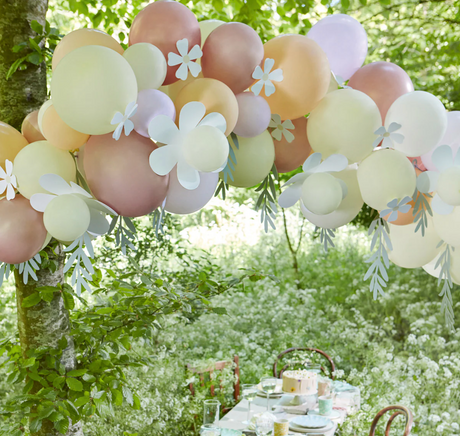 Ballon Girlande Pastell mit Blumen